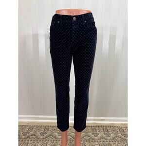J.CREW Toothpick Navy Blue Polka Dot Velvet Ankle Jeans Sz 31